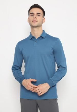 Jack Nicklaus Gagliardini Premium Heather Fine Stripe Polo Blue Knit