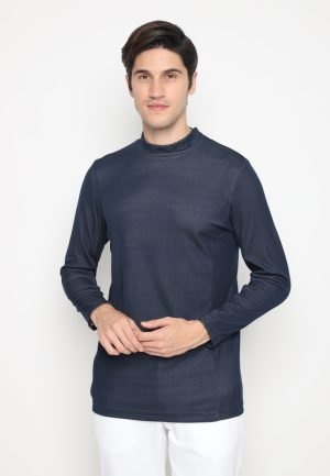 Jack Nicklaus Nixon Premium Body Map Mock Neck Polo Classic Navy