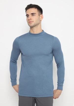 Jack Nicklaus Lautaro Premium Texture Heather Mock Polo Blue Knit