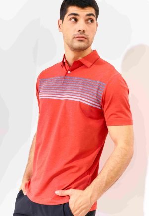 Jack Nicklaus Moody Premium Multi Stripe Polo Red Flex