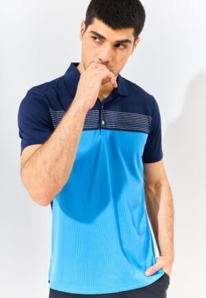 Jack Nicklaus Kevon Premium Fine Stripe Polo Blue Port