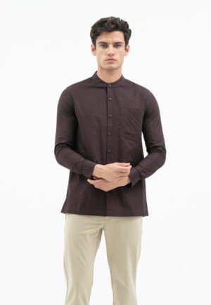 Jack Nicklaus Jet Set Kemeja Pria Lengan Panjang Slim Fit Dark Brown