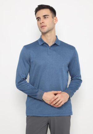 Jack Nicklaus Gosens Premium Heather Fine Stripe Polo Blue Knit