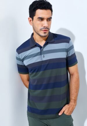 Jack Nicklaus Hewlett Premium Bold Stripe Polo Virtual Olive
