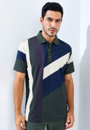 Jack Nicklaus Packard Premium Athletic Stripe Polo Virtual Olive