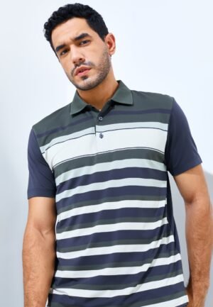 Jack Nicklaus Rivervalley Premium Vanguard Stripe Polo Virtual Olive