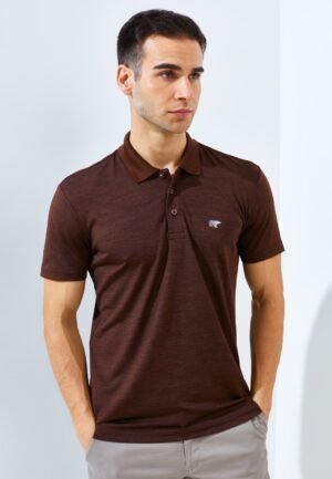 Jack Nicklaus Corvette Polo Shirt Pria Slim Fit Dark Brown