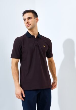 Jack Nicklaus Elantra Polo Shirt Pria Regular Fit Dark Brown