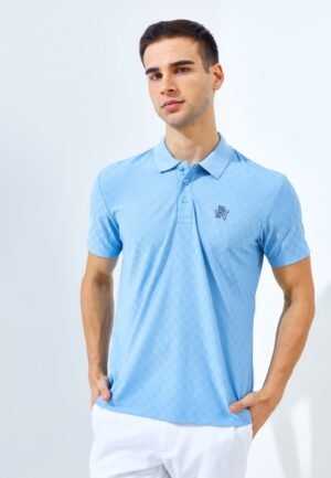 Jack Nicklaus Odyssey Polo Shirt Pria Slim Fit Light Blue