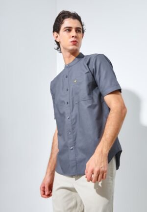 Jack Nicklaus Volga Kemeja Shanghai Pria Pendek Slim Fit Grey