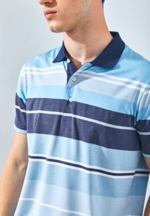 Jack Nicklaus Brunellos Premium Multi Stripe Polo Blue Surf