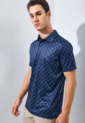 Jack Nicklaus Fynnvalley Premium Lattice Print Polo Classic Navy