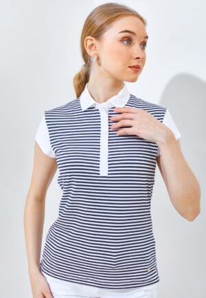 Jack Nicklaus Chrystal Premium Body Stripe Polo Ladies Bright White