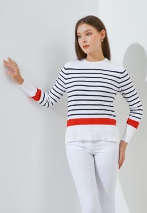 Jack Nicklaus Ebony Premium Chevron Sweater Women's Bright White