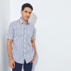 Jack Nicklaus Millennium Premium Men's Stripe Shirt Classic Navy