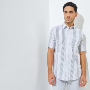 Jack Nicklaus Newworld Premium Men's Seersucker Stripe Shirt Grey Blast