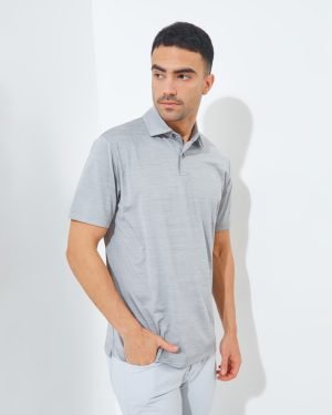 Jack Nicklaus Fourseasons Premium Tonal Two Color Solid Polo Grey Blast