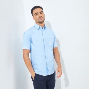 Jack Nicklaus Rochester Kemeja Pria Lengan Pendek Slim Fit Light Blue