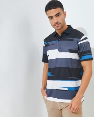Jack Nicklaus Ladder PremiumModern Print Polo Black Out