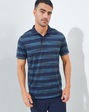 Jack Nicklaus Langham  Premium Space Dye Stripe Polo Classic Navy