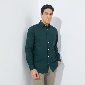 Jack Nicklaus Baron Kemeja Pria Lengan Panjang Slim Fit Green
