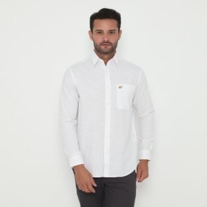 Jack Nicklaus Jett Kemeja Pria Lengan Panjang Slim Fit White