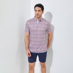 Jack Nicklaus Loosdrecht Premium Painter Stripe Polo Flag Red