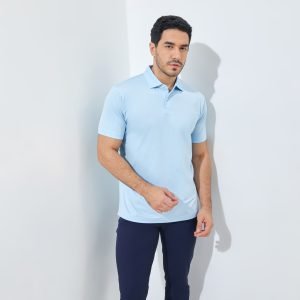 Jack Nicklaus Fletcher Premium Tonal Two Color Solid Polo Cool Blue