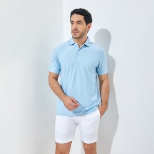 Jack Nicklaus Vandervalk Premium Solid Stripe Polo Cool Blue