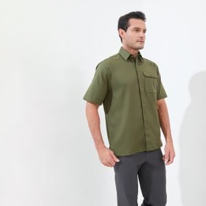 Jack Nicklaus Cash Kemeja Pria Lengan Pendek Regular Fit Olive