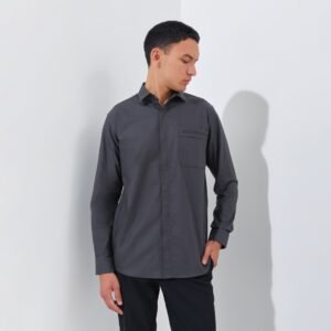 Jack Nicklaus Sable Kemeja Pria Lengan Panjang Slim Fit Dark Grey