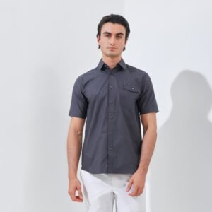 Jack Nicklaus Beograd Kemeja Pria Lengan Pendek Slim Fit Dark Grey