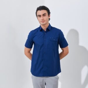 Jack Nicklaus Beograd Kemeja Pria Lengan Pendek Slim Fit Estate Blue