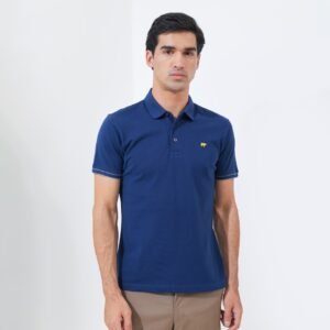 Jack Nicklaus Rain Polo Shirt Pria Slim Fit Estate Blue