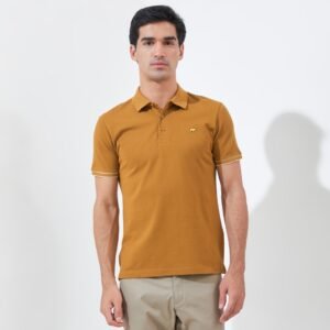 Jack Nicklaus Rain Polo Shirt Pria Slim Fit Tapenade Brown